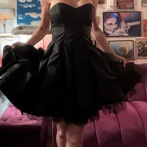 Betsey Johnson Stunning Black Label Black Taffeta Strapless Dress